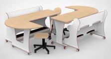 Tangara Set J tafels 180 met 2 ergobanken 120 uit elkaar geschoven